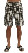 Dolce & Gabbana White Black Striped Casual Shorts In White