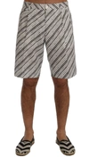 DOLCE & GABBANA WHITE BLACK STRIPED CASUAL SHORTS