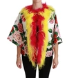 Dolce & Gabbana White Floral Coat Capte Fur Roses Jacket In White