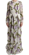 DOLCE & GABBANA WHITE FLORAL EMBROIDERED MAXI DRESS
