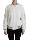 DOLCE & GABBANA WHITE LACE FULL ZIP BOMBER COAT COTTON JACKET