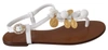 DOLCE & GABBANA WHITE LEATHER COINS FLIP FLOPS SANDALS SHOES