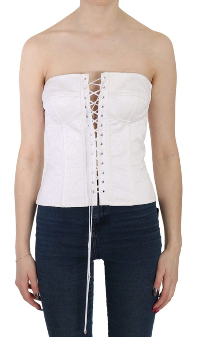 Dolce & Gabbana White Palermo Cotton Bustier Top Corset