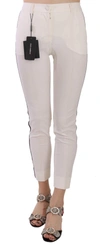 DOLCE & GABBANA WHITE SIDE STRIPE CROPPED SKINNY PANTS