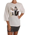 Dolce & Gabbana Chic Figure Family Applique Silk Top In White