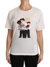 DOLCE & GABBANA WHITE SILK STRETCH #DGFAMILY T-SHIRT