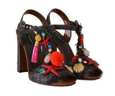 Dolce & Gabbana Women Gray Straw Marina Sea Star Sandals