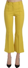 DOLCE & GABBANA YELLOW FLARED BOOTCUT CAPRI COTTON PANTS