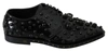 DOLCE & GABBANA BLACK LEATHER CRYSTALS DRESS BROQUE SHOES
