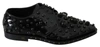 Dolce & Gabbana Black Leather Crystals Dress Broque Shoes In Black