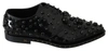 Dolce & Gabbana Black Leather Crystals Dress Broque Shoes In Black