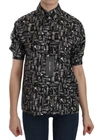 Dolce & Gabbana Black Musical Instrument Collared Blouse Shirt In Black