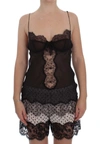 Dolce & Gabbana Black Silk Lace Babydoll Lingerie Top In Black