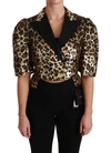 Dolce & Gabbana Blazer Gold Leopard Sequined Jacket In Gold