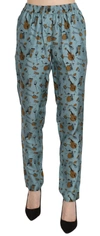 DOLCE & GABBANA BLUE MUSICAL INSTRUMENTS PRINT TAPERED PANTS