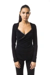 Byblos Open Collar Long Sleeve Tops & T-shirt In Black