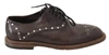 DOLCE & GABBANA BROWN LEATHER MARSALA DERBY STUDDED SHOES