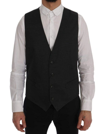 Dolce & Gabbana Grey Staff Cotton Rayon Waistcoat