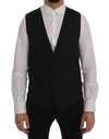 Dolce & Gabbana Black Staff Wool Striped Vest In Gray