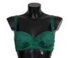 DOLCE & GABBANA GREEN SILK STRETCH FLORAL LACE BRA UNDERWEAR