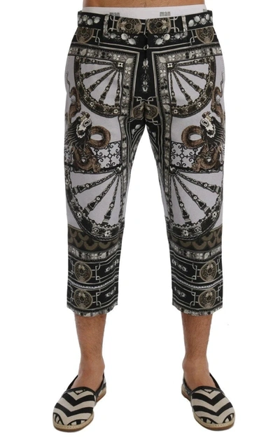 Dolce & Gabbana Multicolor Dragon Print Capri Pants