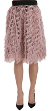 DOLCE & GABBANA PINK GOLD FRINGE METALLIC PENCIL A-LINE SKIRT