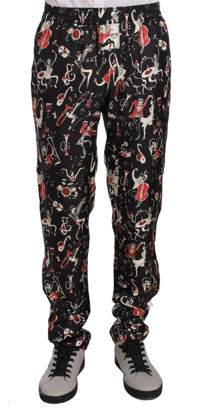 Dolce & Gabbana Red Musical Instrument Print Sleepwear Trousers