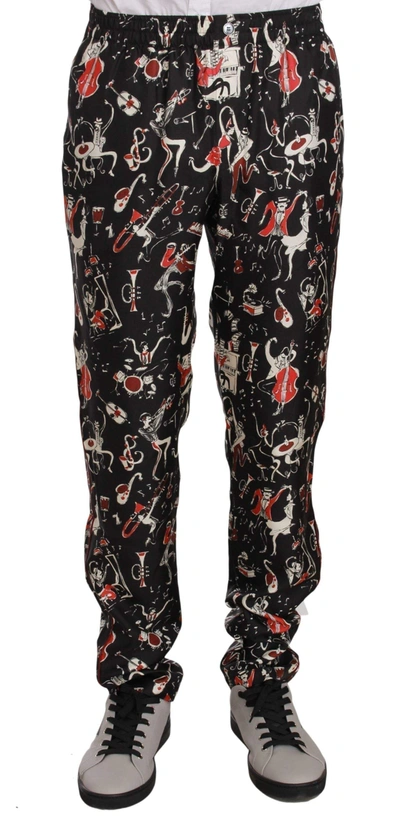 Dolce & Gabbana Red Musical Instrument Print Sleepwear Pants