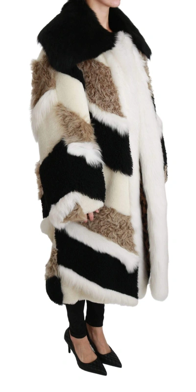 Dolce & Gabbana Sheep Fur Shearling Cape Jacket Coat In Multicolor