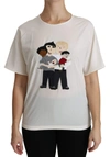 DOLCE & GABBANA WHITE #DGFAMILY PATCH SHORT SLEEVE BLOUSE TOP