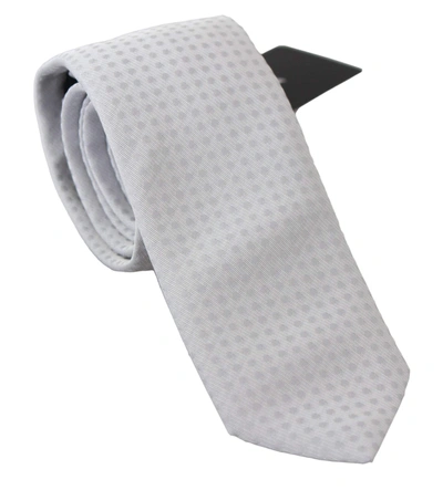 Dolce & Gabbana White Patterned Classic Mens Slim Necktie Tie