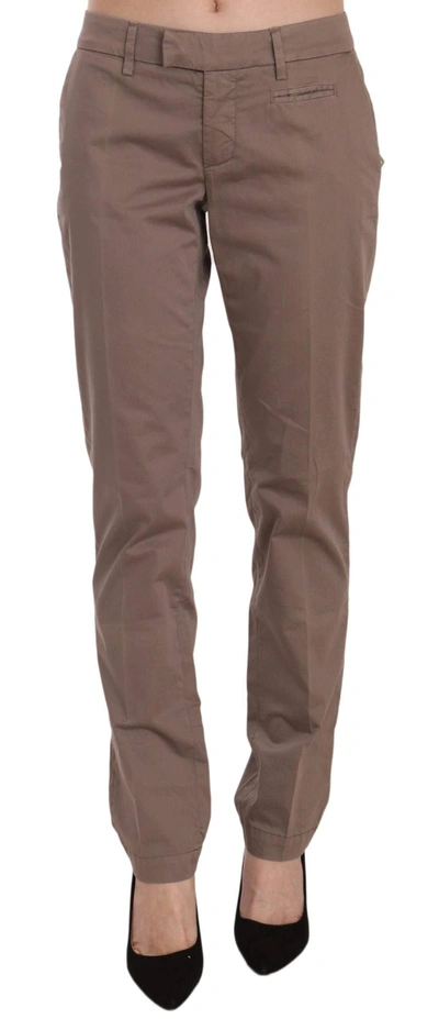 Dondup Low Waist Straight Cut Trouser Pants In Brown