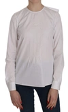 Dsquared2 Crew Neck Long Sleeve Cotton Blouse In White