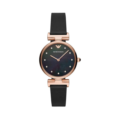 Emporio Armani Quartz Metal Strap Watch In Black