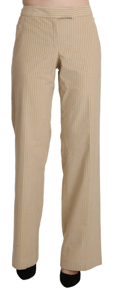 Ermanno Scervino Beige High Waist Flared Wide Leg Trouser Pants