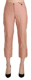 ERMANNO SCERVINO COTTON PINK HIGH WAIST CROPPED TROUSER trousers