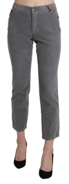 ERMANNO SCERVINO GRAY CROPPED COTTON STRETCH TROUSER PANTS