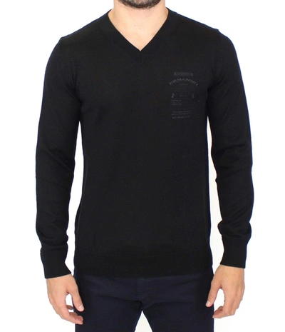 Ermanno Scervino Men Wool Blend V-neck Pullover Jumper In Black