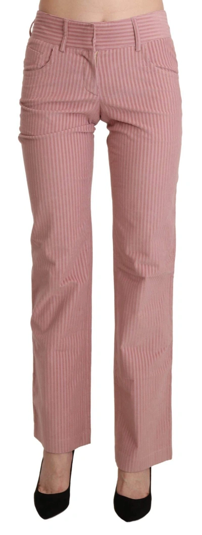 Ermanno Scervino Pink Mid Waist Straight Trouser Cotton Pants