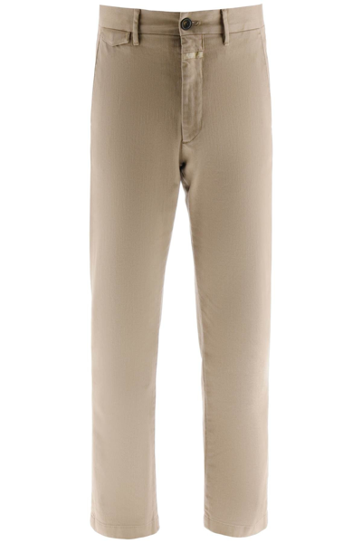 Closed Atelier Tapered Cotton Pants In Beige