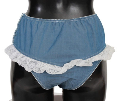 Ermanno Scervino Women   Cotton Lace Slip Denim Bottom Underwear In Blue
