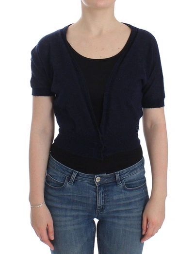 Ermanno Scervino Women   Lingerie Knit  Wool Sweater Cardigan In Blue