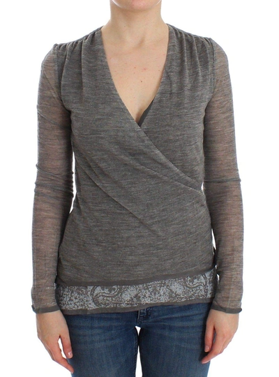 Ermanno Scervino Women   Wool Blend Stretch Long Sleeve Sweater In Gray