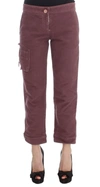 ERMANNO SCERVINO WOMEN  BORDEAUX COTTON CROPPED CARGO PANTS