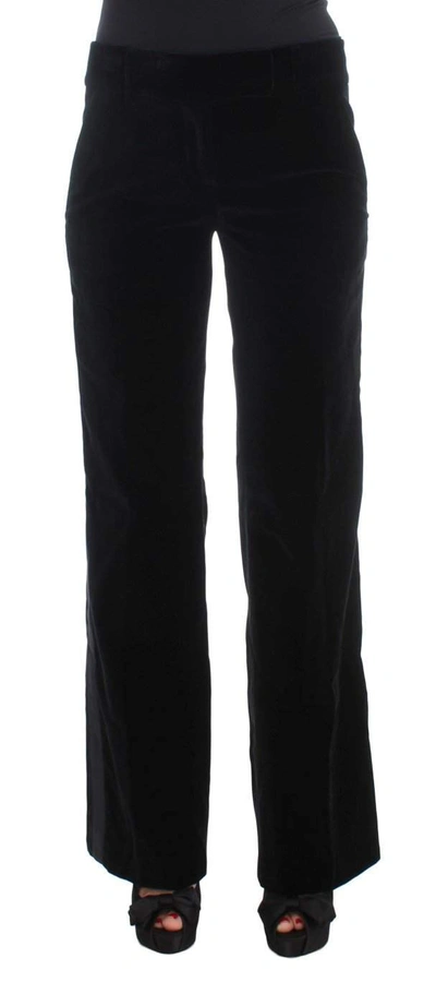 Ermanno Scervino Women  Striped Velvet Viscose Bootcut Pants In Black