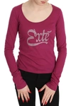 Exte Crystal Embellished Long Sleeve Top In Pink