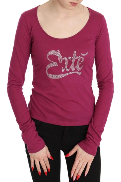 Exte Crystal Embellished Long Sleeve Top In Pink