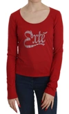 Exte Crystal Embellished Long Sleeve Blouse In Red