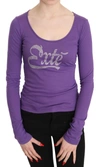 EXTE PURPLE  CRYSTAL EMBELLISHED LONG SLEEVE TOP BLOUSE