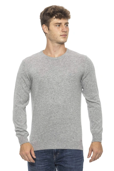 Conte Of Florence Crew Neck  Solid Colour Jumper In Silver